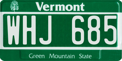VT license plate WHJ685