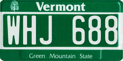 VT license plate WHJ688