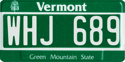 VT license plate WHJ689