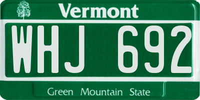 VT license plate WHJ692