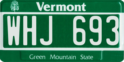 VT license plate WHJ693