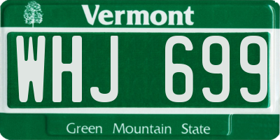 VT license plate WHJ699