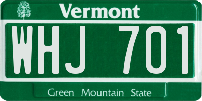 VT license plate WHJ701