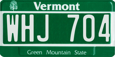 VT license plate WHJ704