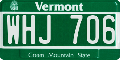 VT license plate WHJ706
