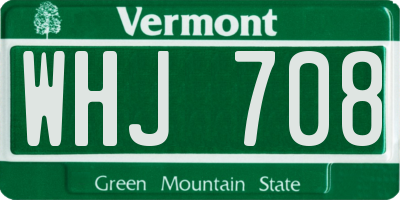 VT license plate WHJ708