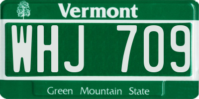 VT license plate WHJ709