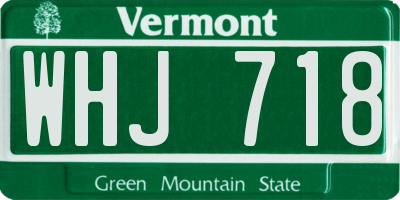 VT license plate WHJ718