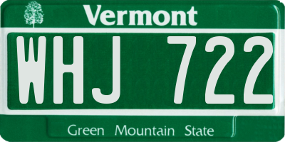 VT license plate WHJ722