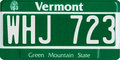 VT license plate WHJ723