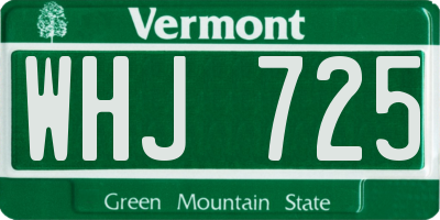 VT license plate WHJ725