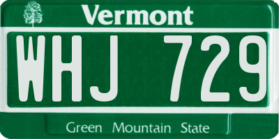 VT license plate WHJ729