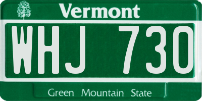 VT license plate WHJ730