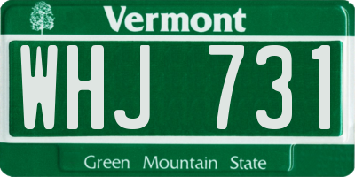 VT license plate WHJ731