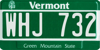 VT license plate WHJ732