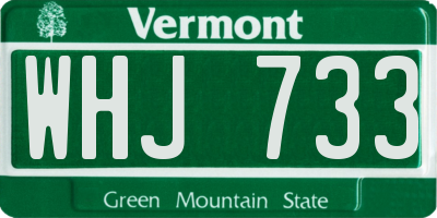 VT license plate WHJ733