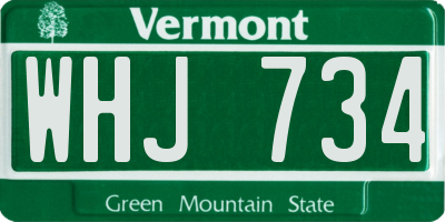 VT license plate WHJ734