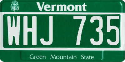 VT license plate WHJ735