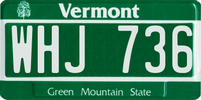 VT license plate WHJ736