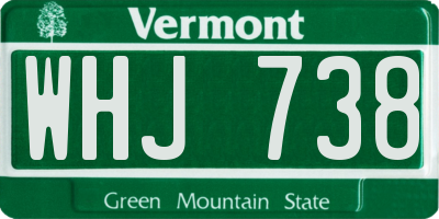 VT license plate WHJ738