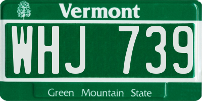 VT license plate WHJ739