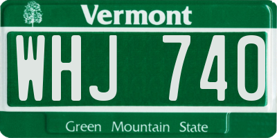 VT license plate WHJ740