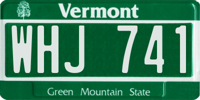 VT license plate WHJ741