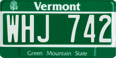 VT license plate WHJ742