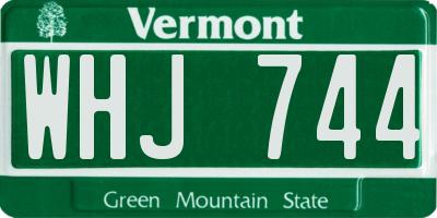 VT license plate WHJ744