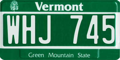 VT license plate WHJ745