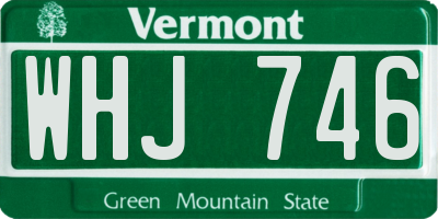 VT license plate WHJ746