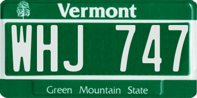 VT license plate WHJ747