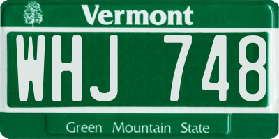 VT license plate WHJ748