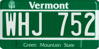 VT license plate WHJ752