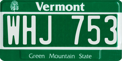 VT license plate WHJ753