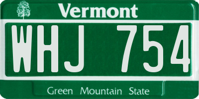 VT license plate WHJ754