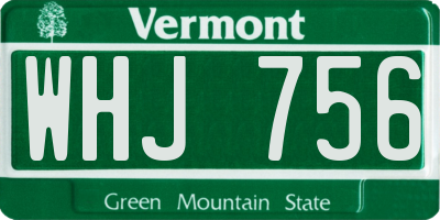 VT license plate WHJ756