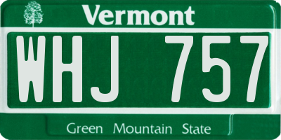 VT license plate WHJ757