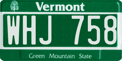 VT license plate WHJ758