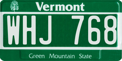 VT license plate WHJ768