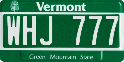 VT license plate WHJ777