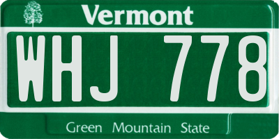 VT license plate WHJ778