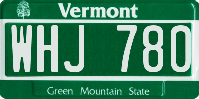 VT license plate WHJ780