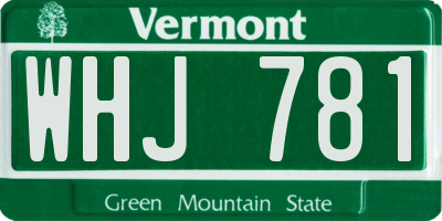 VT license plate WHJ781
