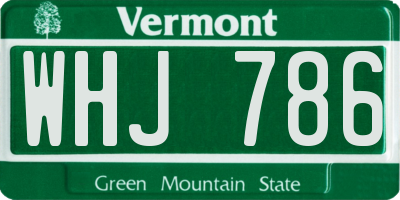 VT license plate WHJ786