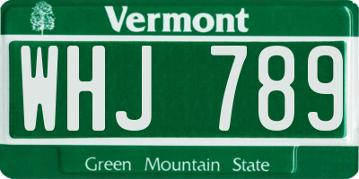 VT license plate WHJ789