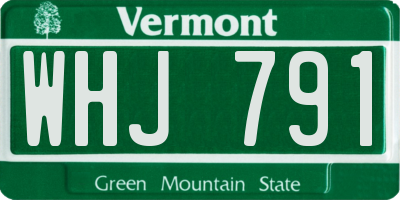 VT license plate WHJ791