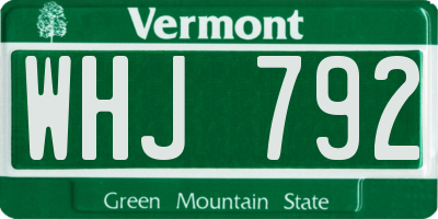 VT license plate WHJ792