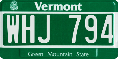 VT license plate WHJ794