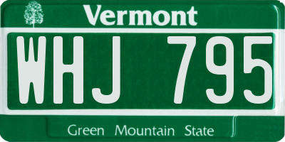 VT license plate WHJ795